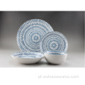 Clássico escuro azul pad impressão de porcelana de porcelana conjuntos